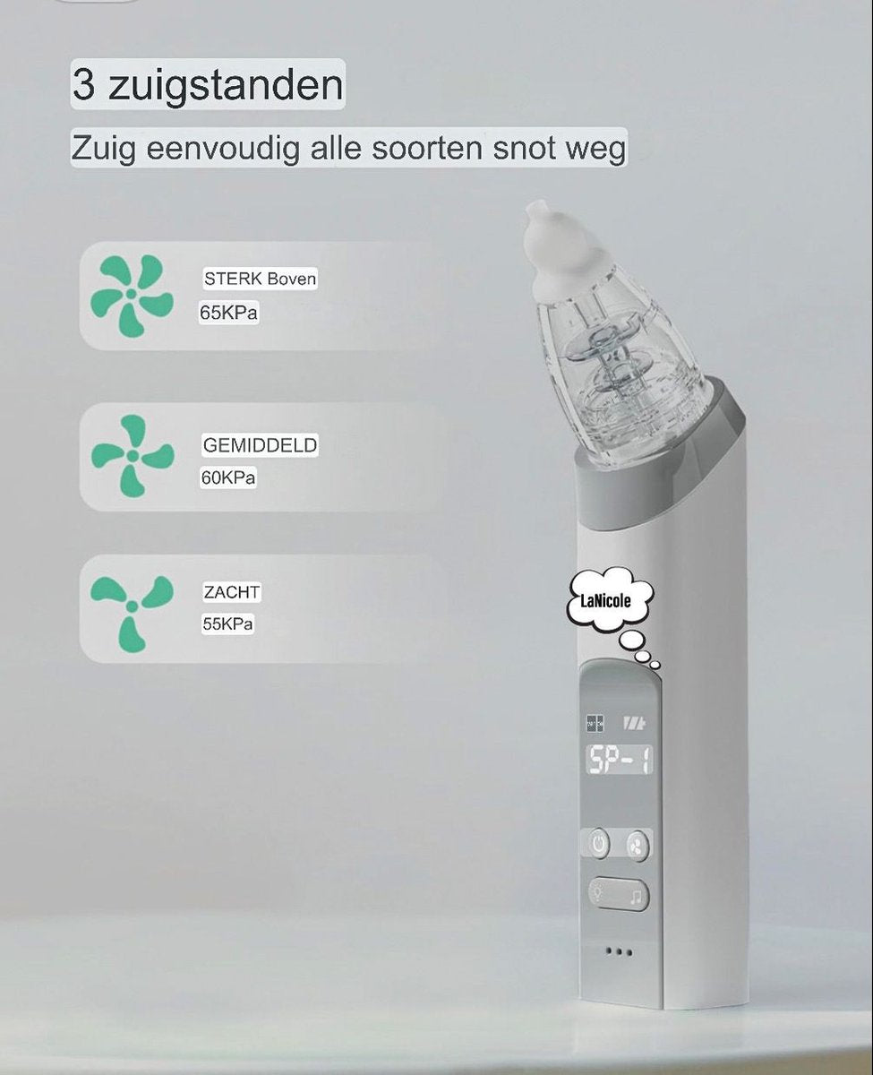 Baby neusreiniger – Elektrische neuszuiger – Neusspirator met USB – Snotverwijderaar – Snoetenpoetser Peuter