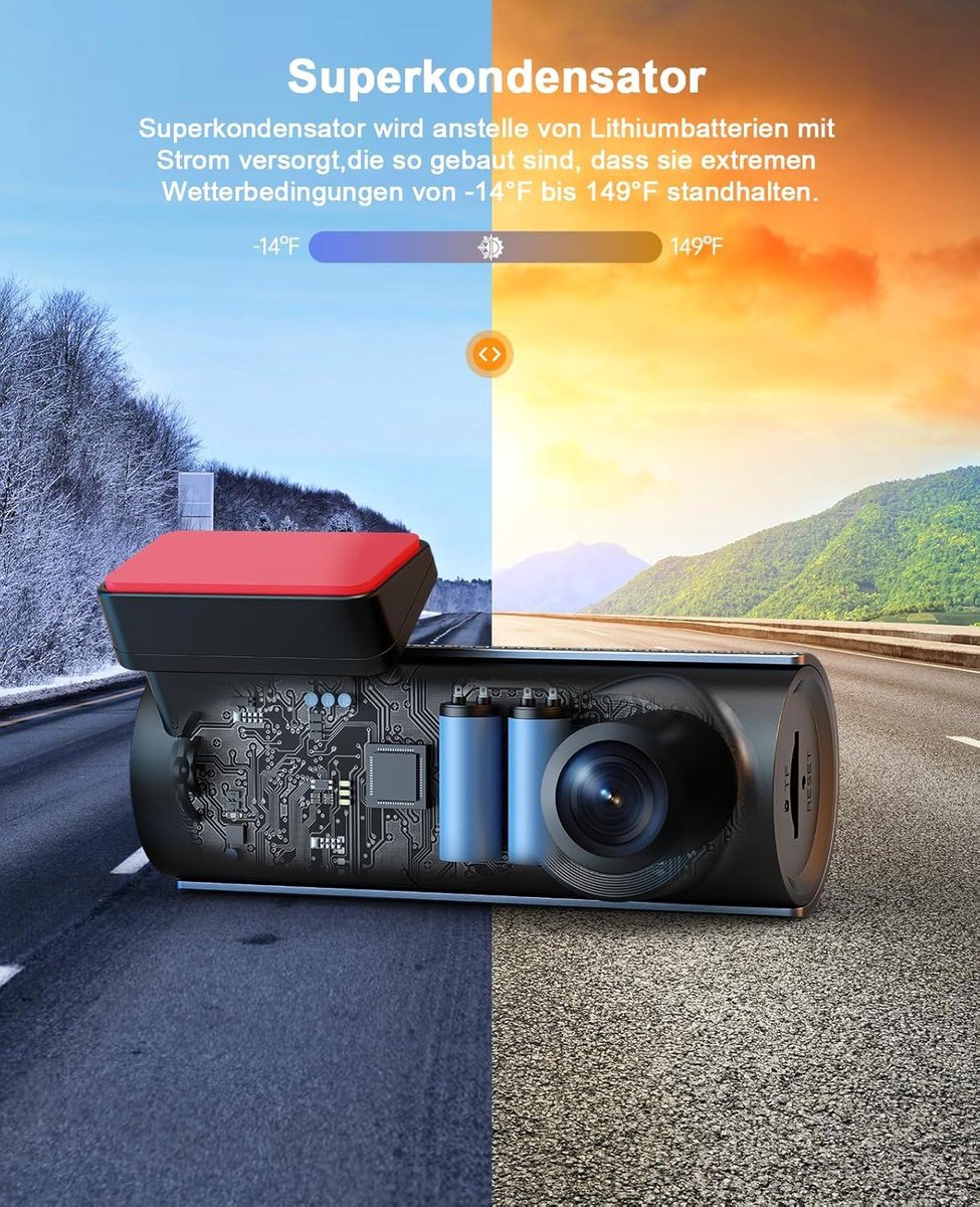 4K Auto Dashcam - Ingebouwde wifi - 2160P Dash Camera - 64 GB SD-kaart - Groothoeklens - App-bediening - Dashboard Camera Recorder - Super Nachtzicht - Parkeerbewaking - G-sensor Dashcam voor auto