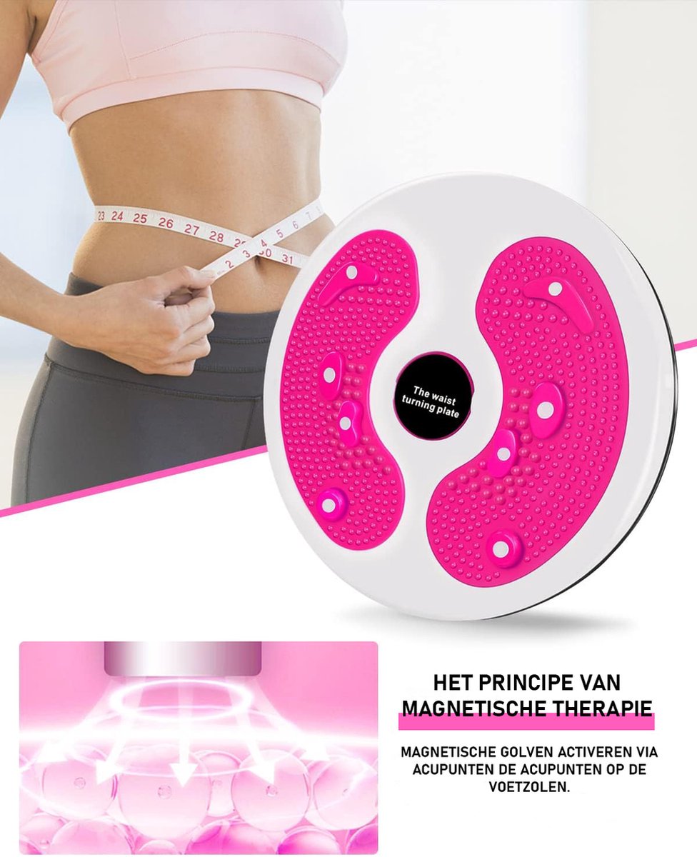 Beentrainer - Waist Twist Disc - Arm Trainer - Twisting - Fitness - Rotating Disc - White/Pink