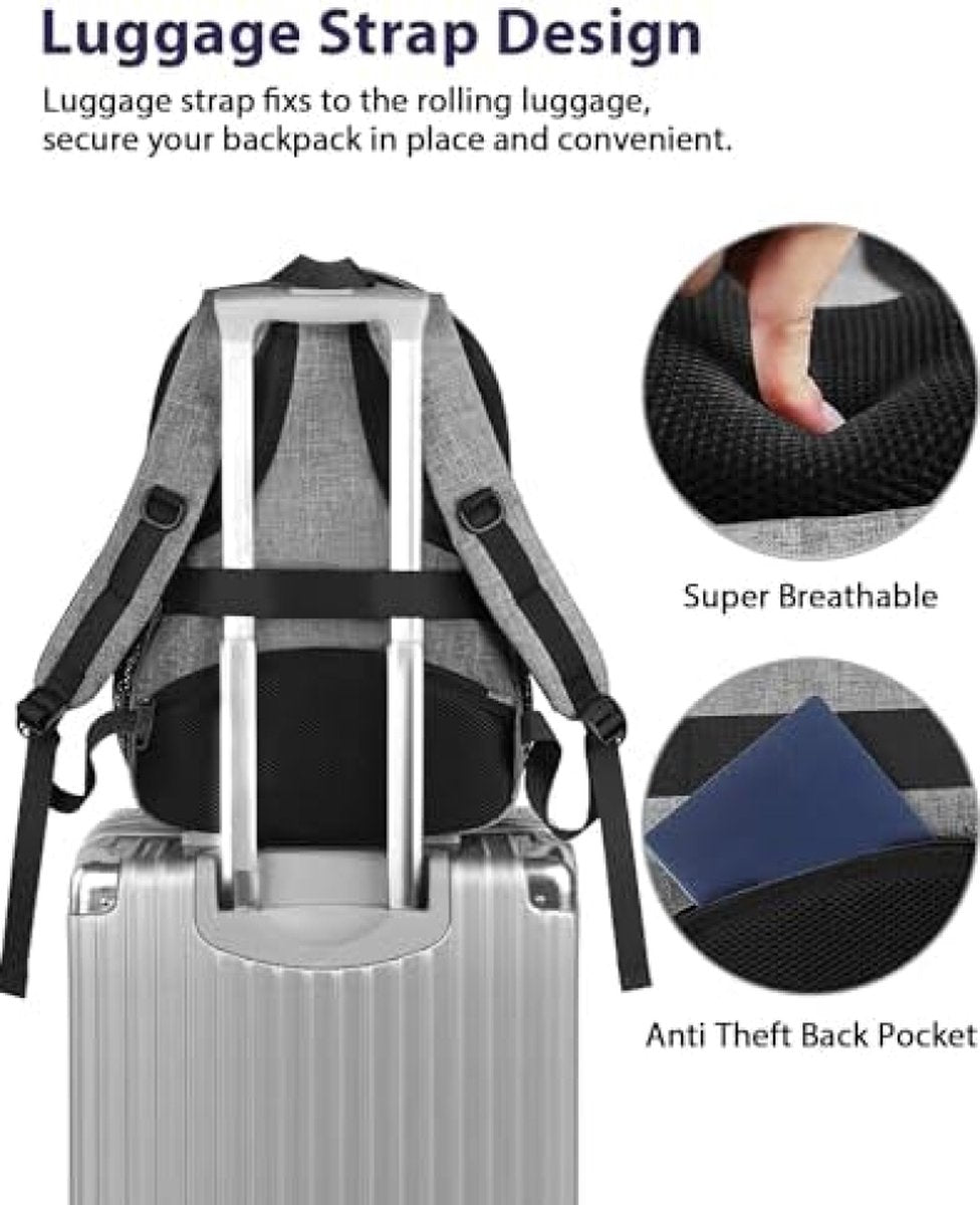 Travel Laptop Backpack, TSA Large Travel Backpack for Women Men, 17 Inch Business Flight Approved Carry On Backpack with USB Charger Port and Luggage Sleeve, Durable College School Bookbag
