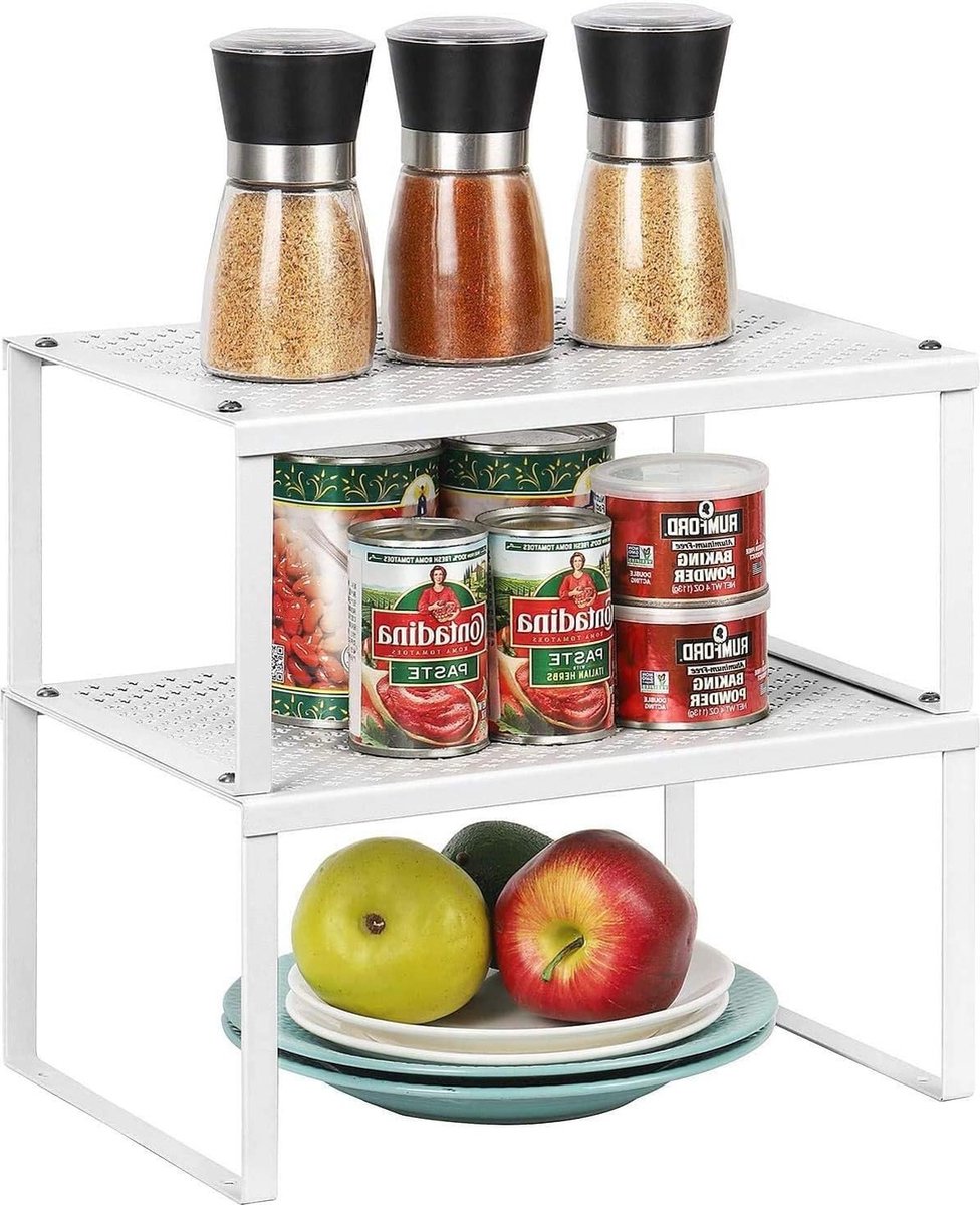 Kitchen cabinet insert rack - stackable and expandable - set of 2 kitchen racks - storage racks for spices and cans Storage rack