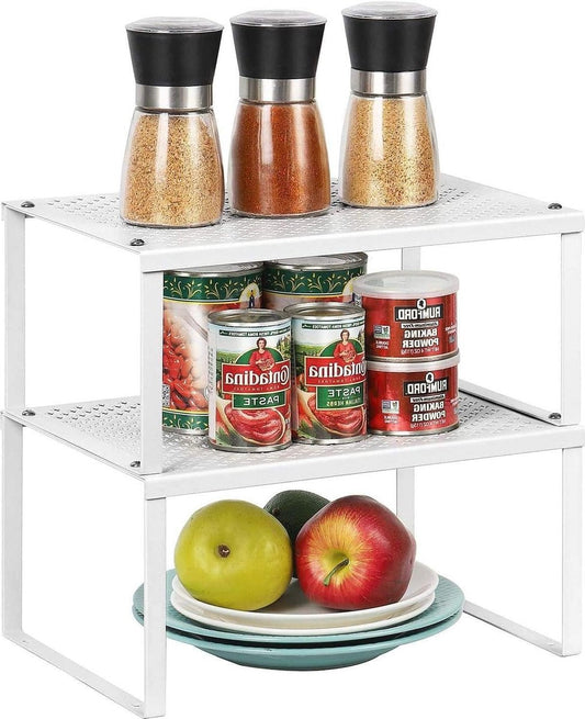 Kitchen cabinet insert rack - stackable and expandable - set of 2 kitchen racks - storage racks for spices and cans Storage rack