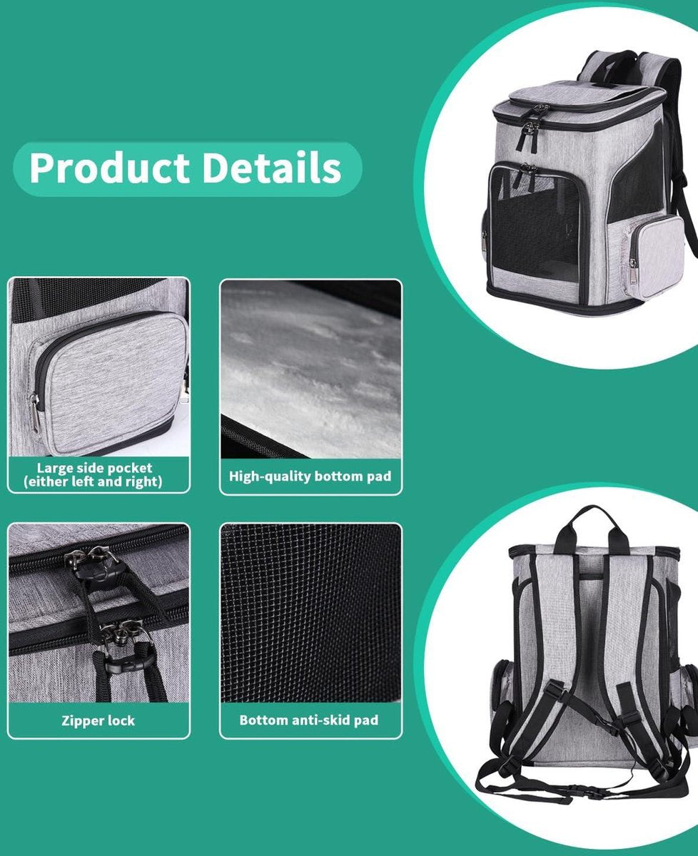 Expandable Dog Backpack for Large Cats and Dogs - Foldable Pet Backpack up to 10 kg - Breathable Cat Bag Dog Bag with Expandable Backpacks - Suitable for Small and Medium Animals