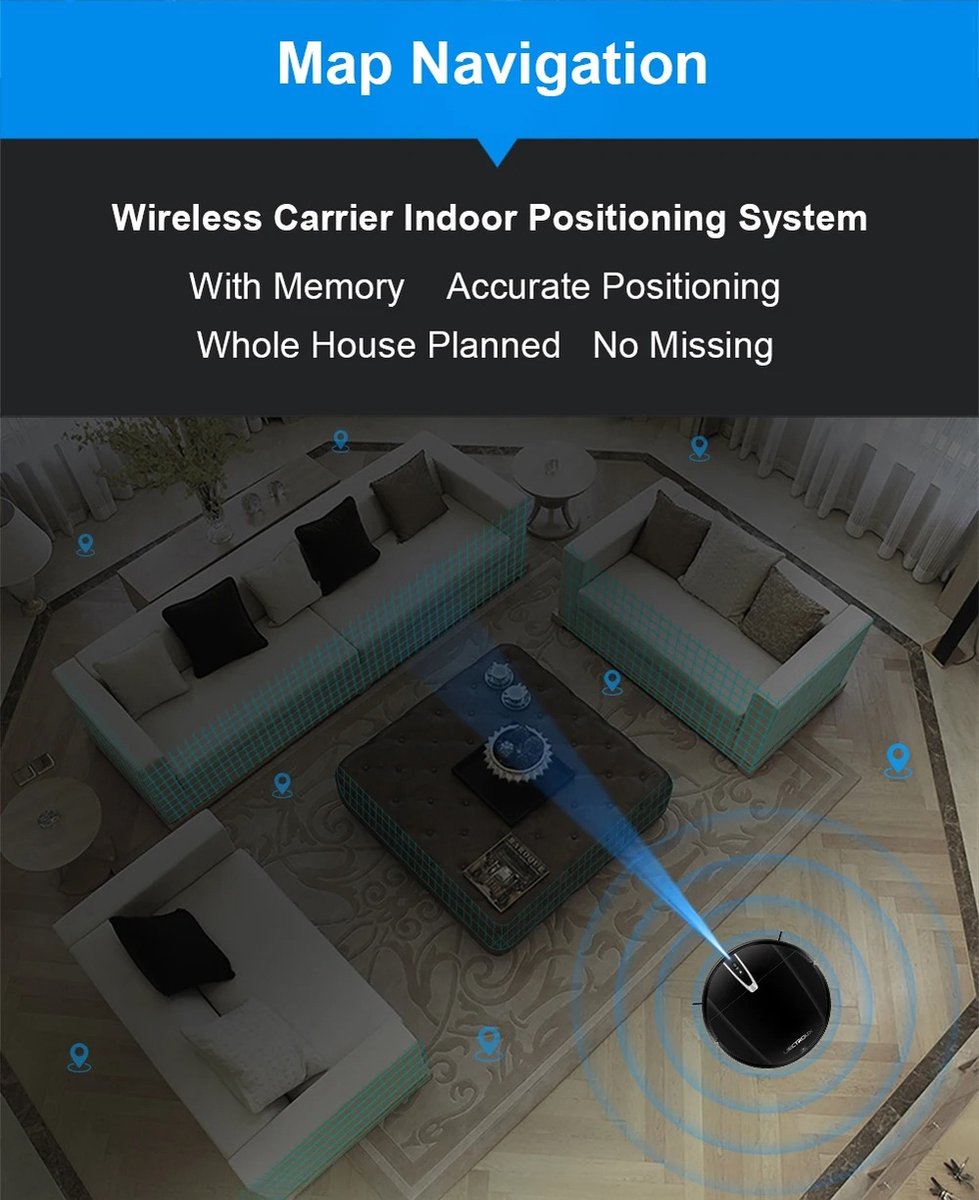 V3S PRO Robot Vacuum Cleaner - Smart Mapping - New Powerful Model - Dry and Wet Mopping Combo - WiFi App - Brushless Motor - Works with Alexa and Google Assistant - Ideal for Pet Hair - Carpet - Hard Floor