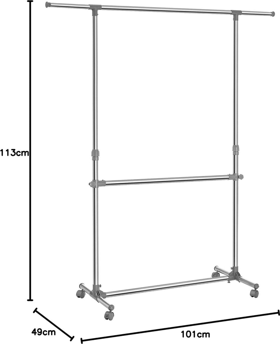 Clothing rack on 4 wheels - up to 90 kg, very stable - height adjustable