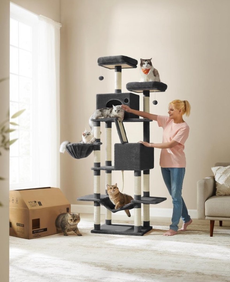 Krabpaal voor zware katten - Hoge krabpaal - Krabpaal boomstam - Krabpaal voor grote katten - Kattentoren - Krabpaal plafond - Stevige krabpaal - Krabpaal voor katten - XXL - Kattenverblijf