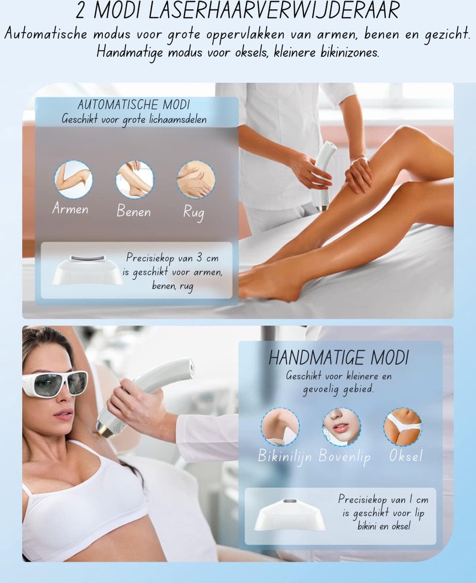 IPL Laser Ontharingsapparaat - Laser Ontharing Met IJskoeling - Ontharing Laser - Ontharingsapparaat Laser - Ontharingsapparaten Laser - Permanente En Pijnloze Haarverwijdering - Voor Gezicht En Lichaam - Automatische & Handmatige Modus