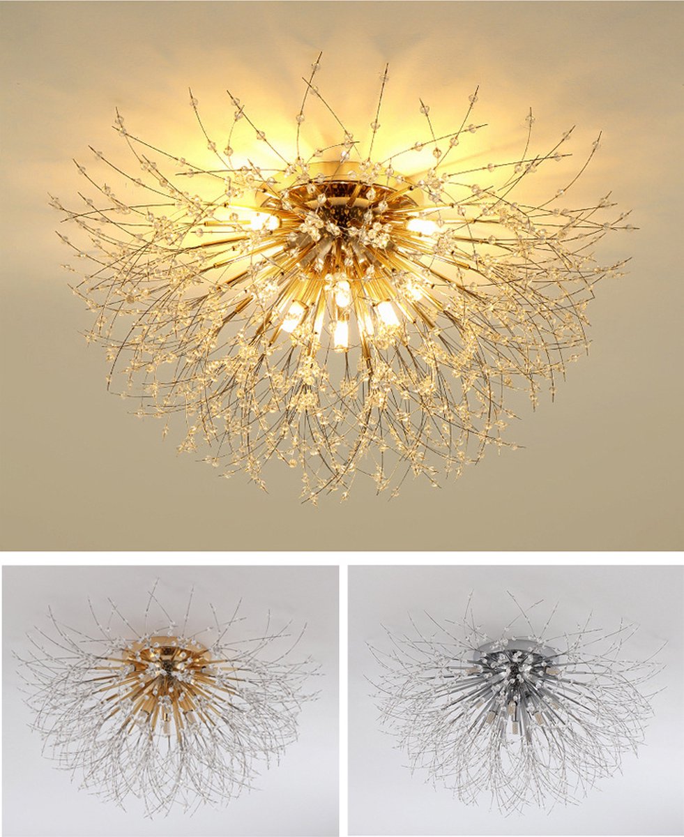 Luxury Crystal Ceiling Light - Dandelion Chandelier - Crystal Led Lamp - Gold - 60 cm - Modern Lamp - Ceiling Lamp - Ceiling Light