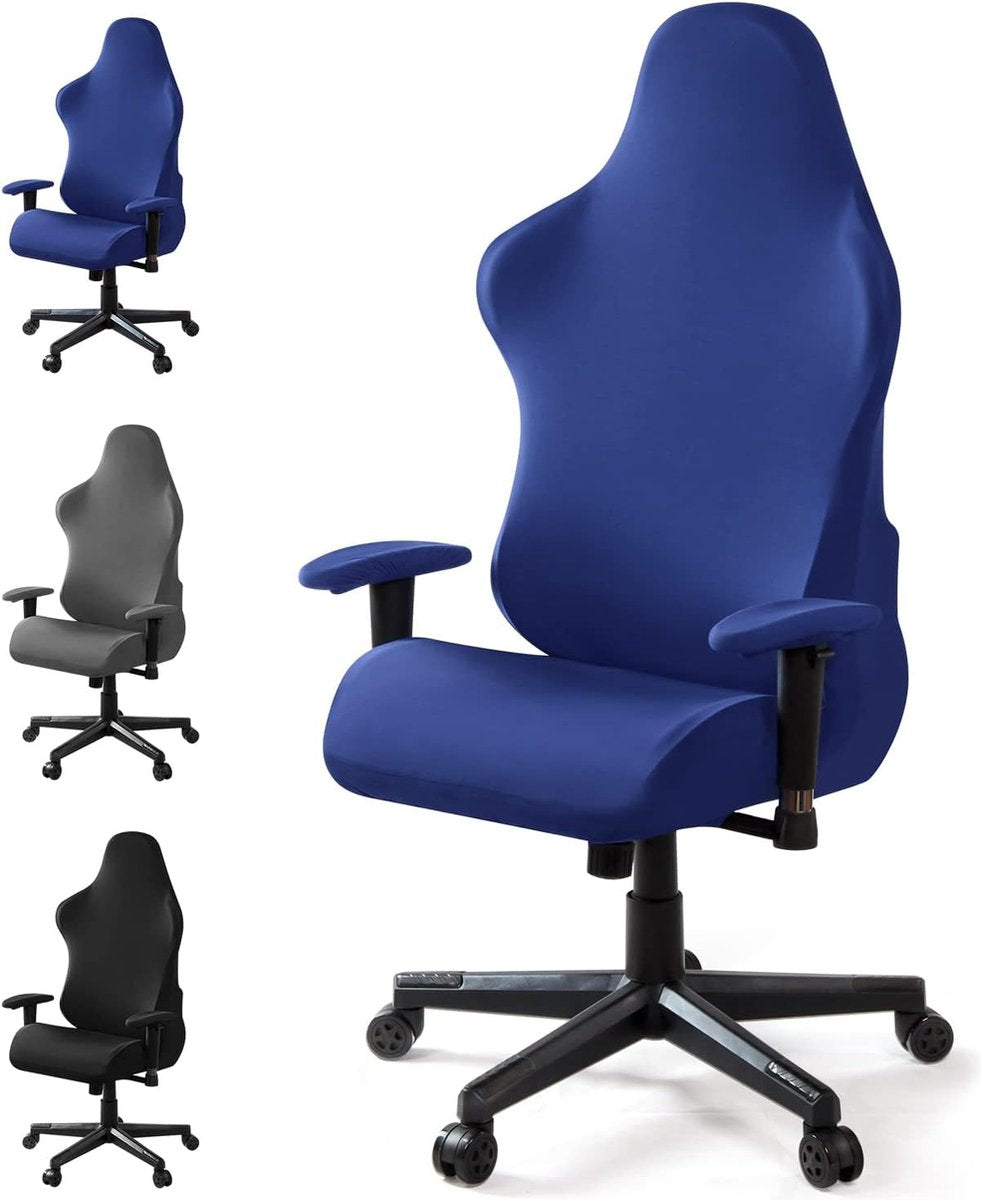 Rekbare gamingstoelhoezen, afneembaar, wasbare stoelhoes voor computerstoel, bureaustoel, draaistoel, DX Racing, gamingstoel (geen stoel), blauw