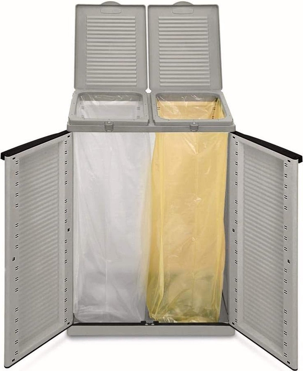 EcoTab Opbergkast voor buiten, 2 aparte vakken, materiaal: kunststof, afmetingen: 68 x 39 x 88,7 cm