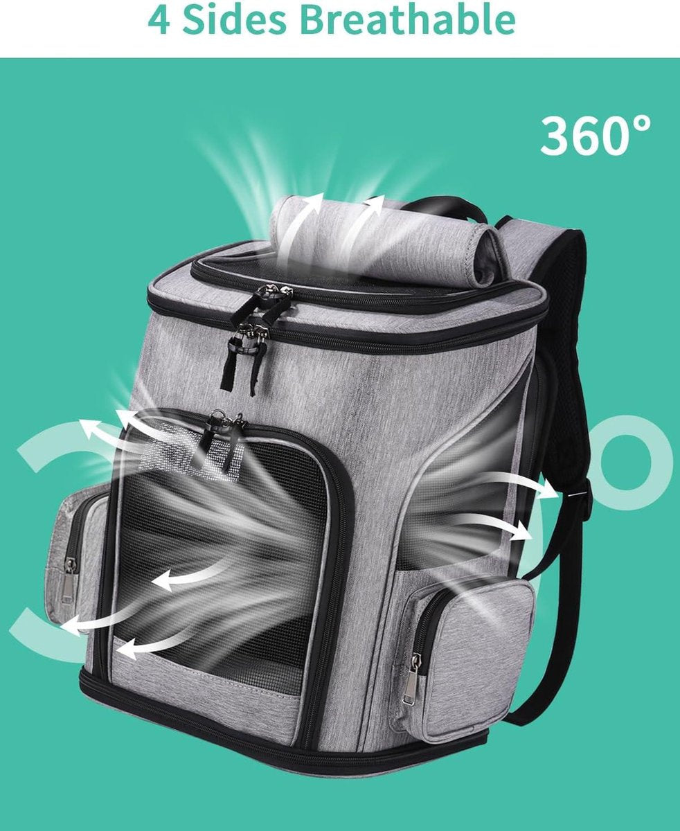 Expandable Dog Backpack for Large Cats and Dogs - Foldable Pet Backpack up to 10 kg - Breathable Cat Bag Dog Bag with Expandable Backpacks - Suitable for Small and Medium Animals