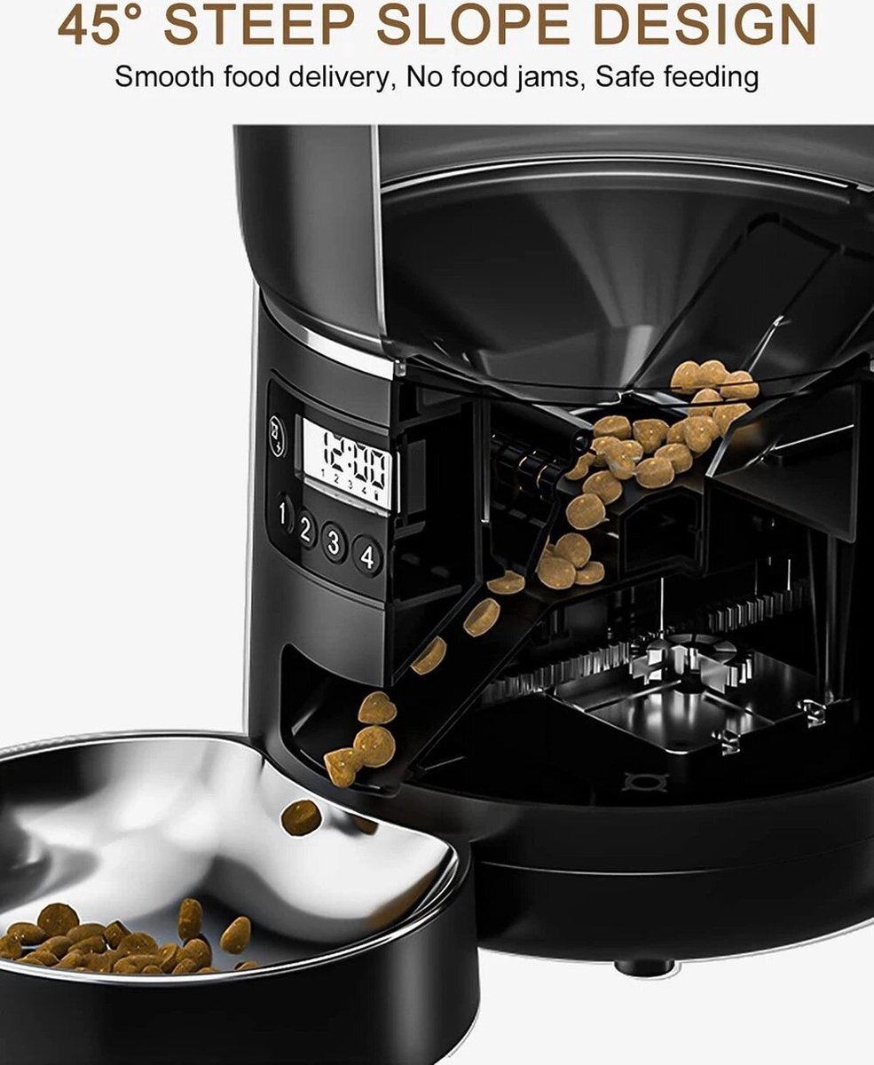Automatic Pet Feeder 4 Liter for Dog and Cat Kibble Dispenser with Timer Stainless Steel Bowl Auto Feeder for Cats and Dog Accessories
