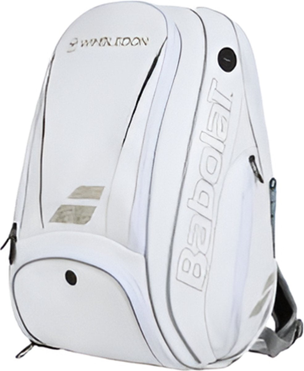 E-Shop4u - Tennis Bag - Tennis Backpack - White - Polyester - Tennis Racket Bag for Men and Women - Ventilated Shoe Compartment - Durable and Stylish Design - Squash-Tennis-Badminton-Pickleball-Padel