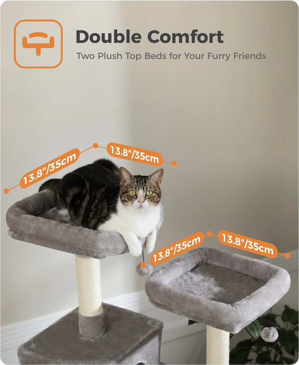 Luxury Cat Scratching Post For Cats - Scratching Post For Large Cats - Cat Toys - Cats - Luxury Multi-level Cat Scratching Post - Dark Grey - Height 180 cm