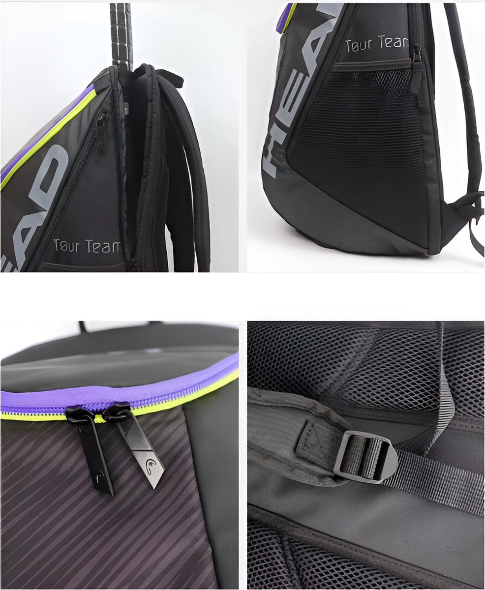 E-Shop4u - Tennistas - Tennis Schoudertas - 2 Rackets + Schoenen + Accessoires - Polyester - Grijs Zwart - Outdoor Fitness Badminton Rugzak - Squash-Tennis-Badminton-Pickleball-Padel