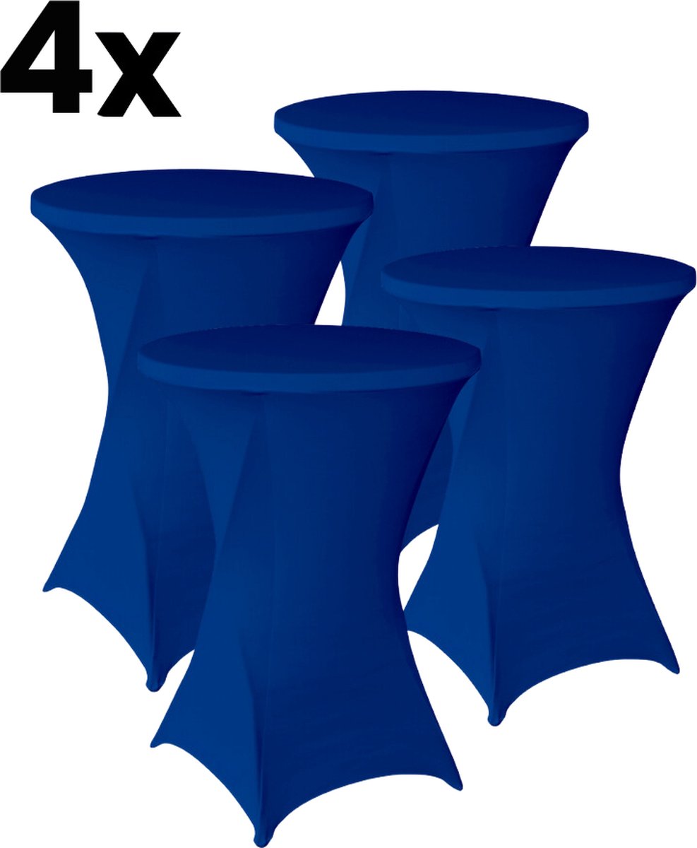 Statafelrok Blauw 4x – Extra dik & Sterk – Ø80-85 x 110 cm – Tafelhoezen voor Statafel – Partytafel Tafelrok – Stretch 4 stuks Statafelhoes - Sta Tafel Hoes - Staantafelhoes – Trouwerij - Robuust en weerbestendig – Cocktailparty