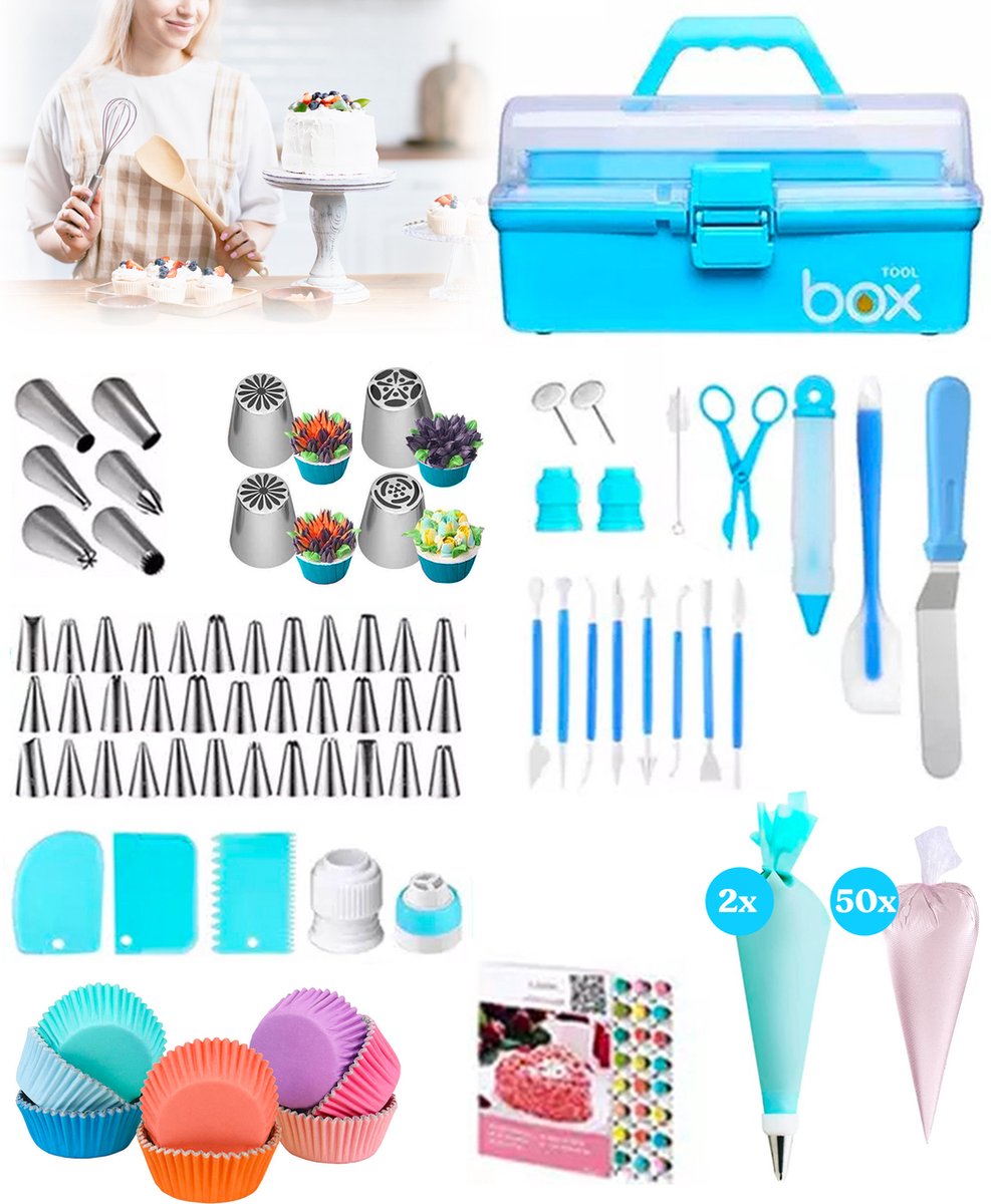 Cake Decorating Baking Set - 236 Pieces - Piping Bag with Nozzles - Cake Stand - Cake Pan - Cake Topper
