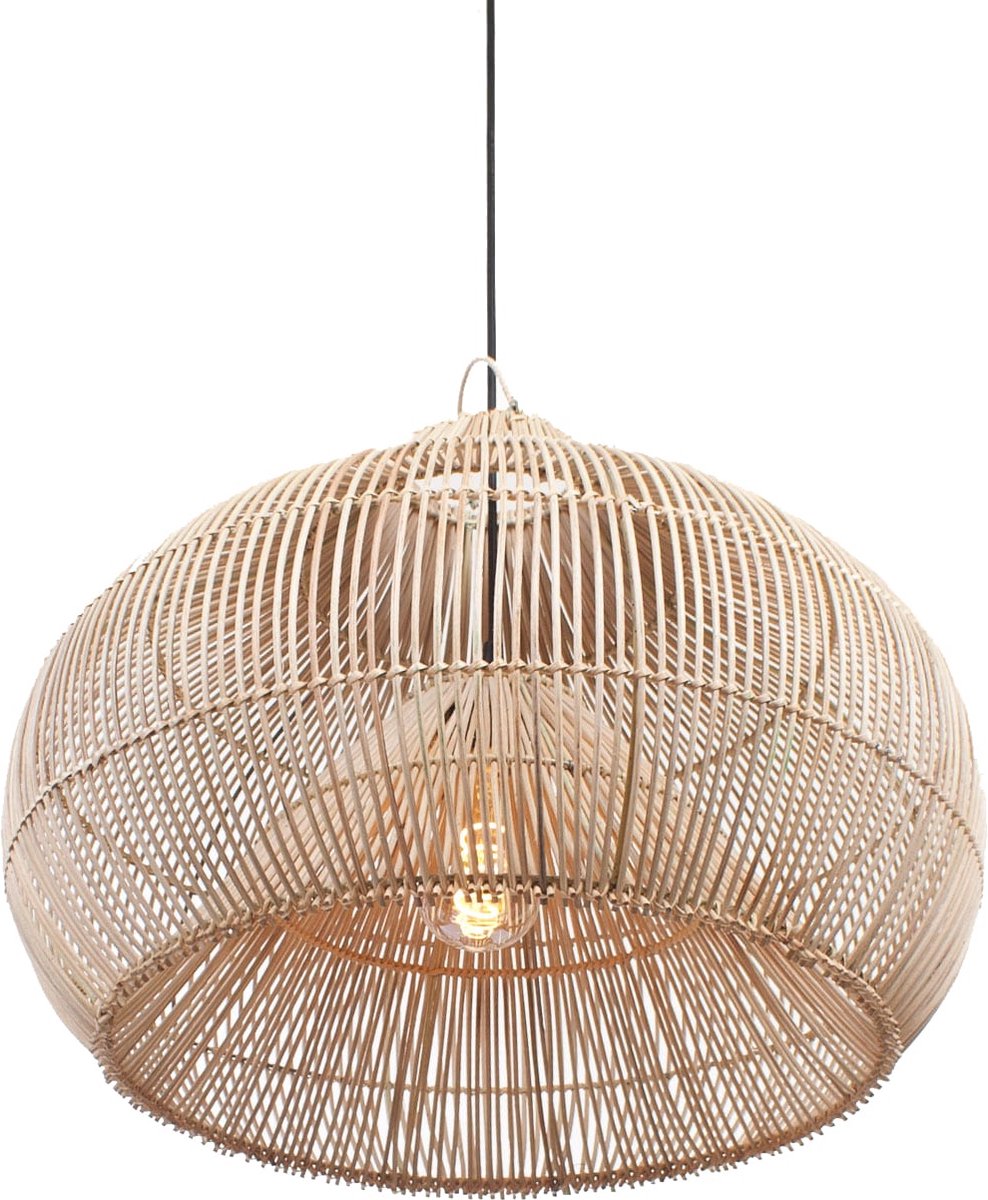 Rattan pendant lamp Twisk | 1 light | brown / natural | wood | Ø 50 cm | dining room / dining table lamp | modern design