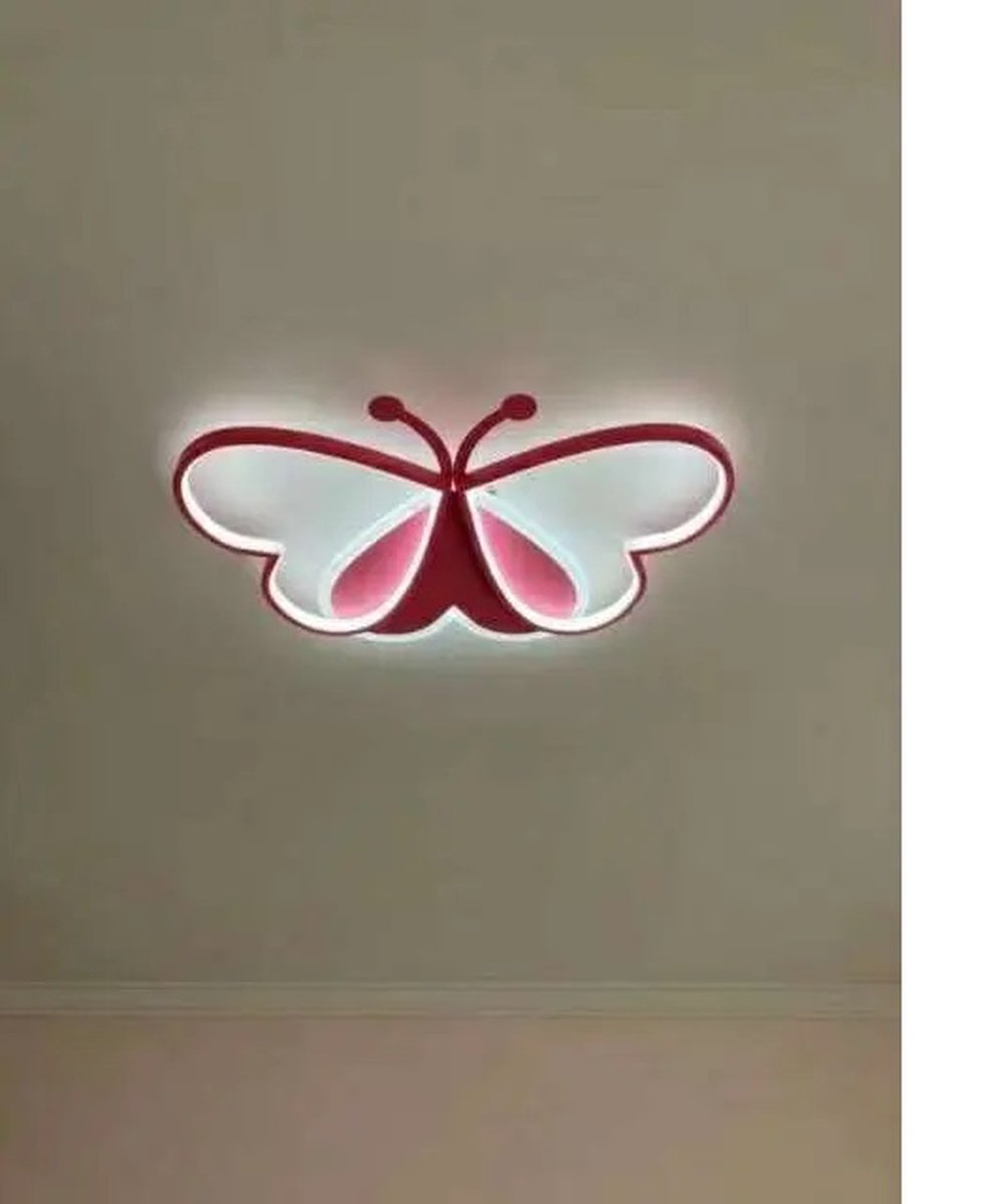Butterfly Hearts Ceiling Lamp - Modern Lamp - Pink - 50 cm - Ceiling Light - Chandelier - Children's Room Lighting - 3 Colors - Animal Theme