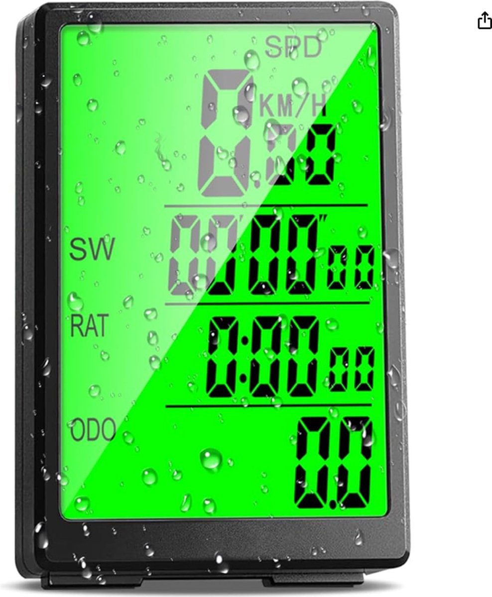 Fiets Kilometerteller - Fietscomputer - Snelheidsmeter - Draadloos - Waterdicht - Fietsaccessoires - LCD-scherm - Stopwatch - Eenvoudige Installatie - 31 Functies - Universeel - Zwart