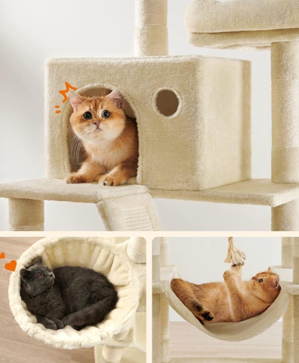 Krabpaal voor zware katten - Hoge krabpaal - Krabpaal boomstam - Krabpaal voor grote katten - Kattentoren - Krabpaal plafond - Stevige krabpaal - Krabpaal voor katten - XXL - Kattenverblijf