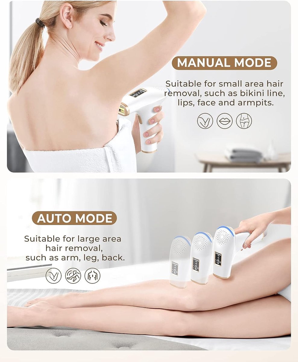 IPL Hair Removal Device - 999,900 Flashes - Epilator - Laser and Light Hair Removal - for Men and Women