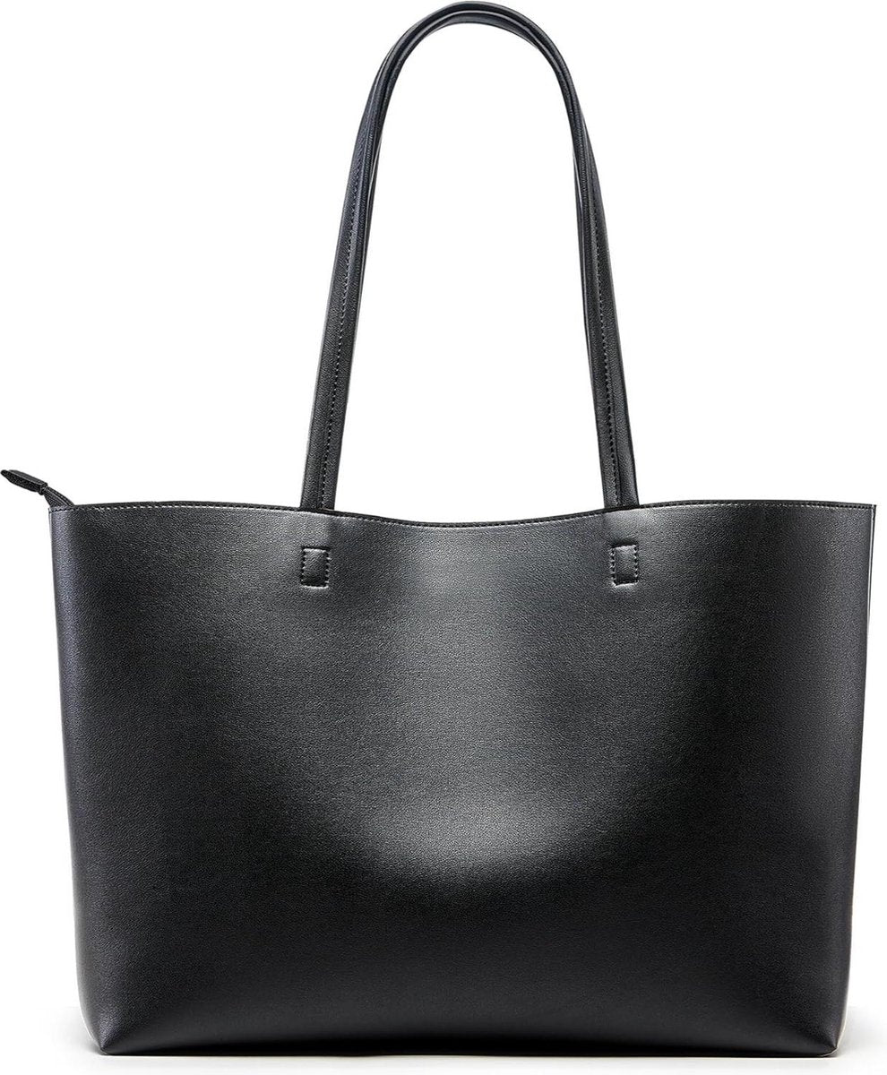 Large Shopper Bag for Women - Waterproof PU Leather Handbag with Zipper for Work and Travel Zipper Tote Bag