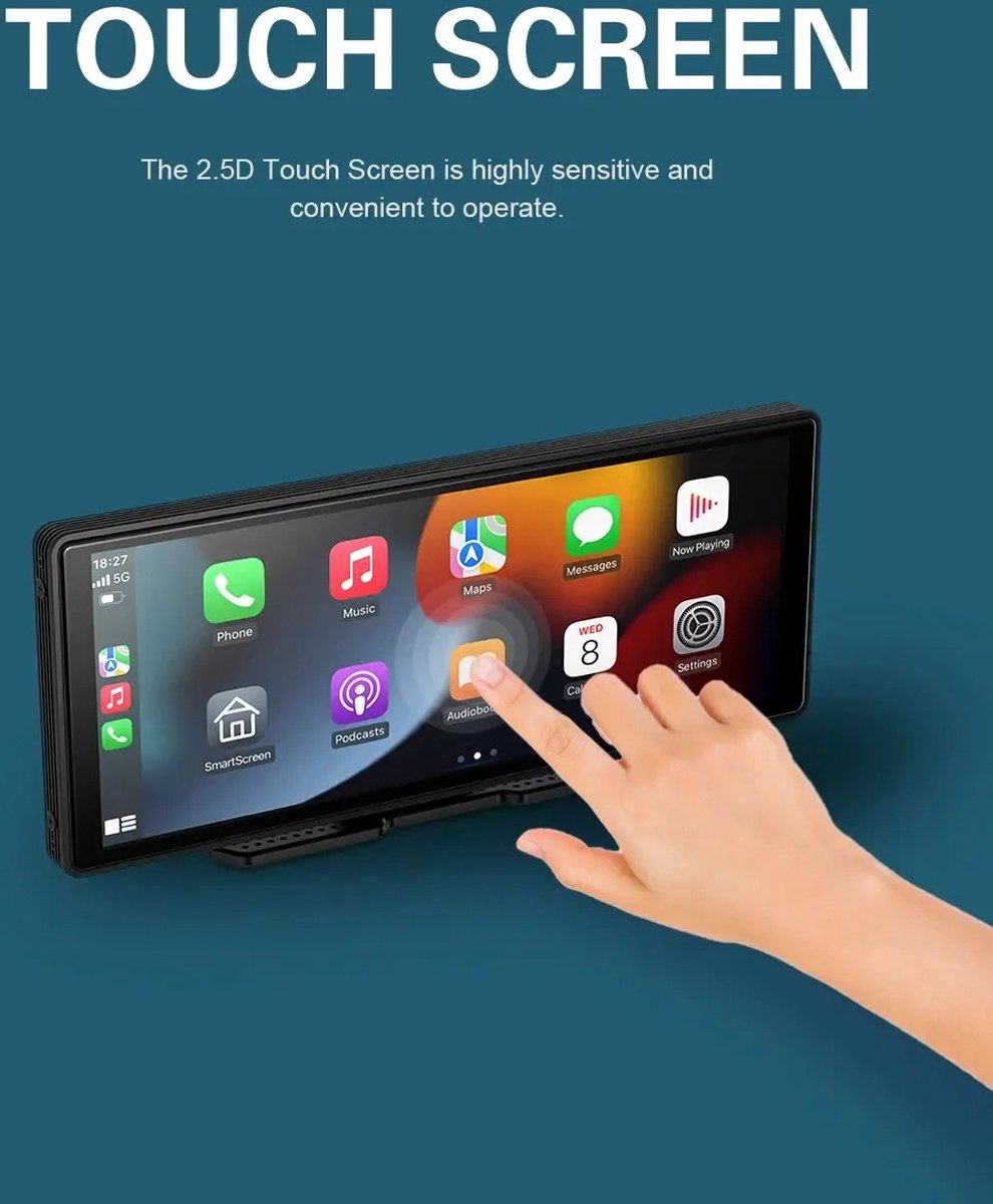 Carplay Scherm - Touchscreen - Navigatiesysteem Auto - Voor Apple & Android - Universeel - Carplay Draadloos - Multimedia Autoradio - 10,26 INCH