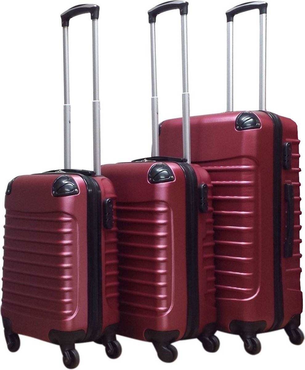 Quadrant 3-delige ABS Kofferset - 2 x handbagage koffer / 1 x grote koffer - Bordeauxrood