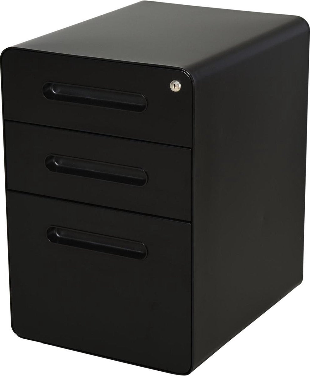 Ladeblok - Ladeblok bureau - Bureaukast - Archiefkast - 3 lades - Met slot - Staal - Zwart