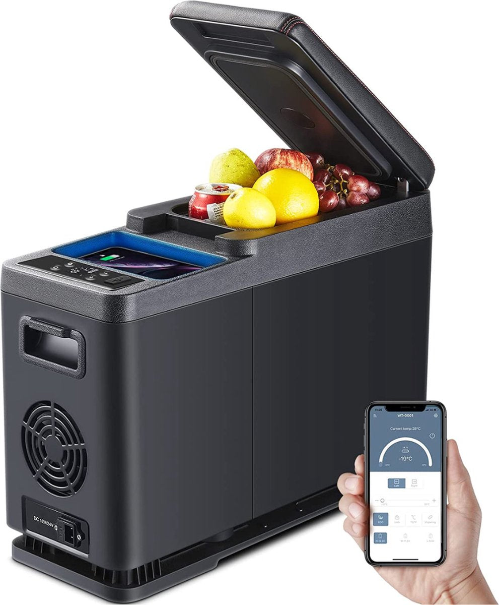 Coolbox - Draagbare koelkast voor de auto, 8 liter, draagbare elektrische koelkast, koelkast, vriezer, handmatige bediening en app-bediening, 12/24 V DC vriezers voor reizen, picknick, camping, thuisgebruik