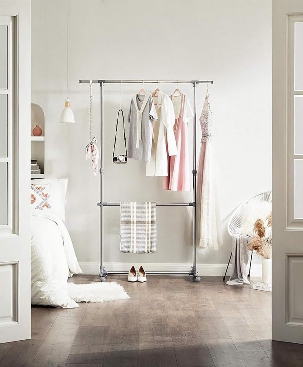 Clothing rack on 4 wheels - up to 90 kg, very stable - height adjustable