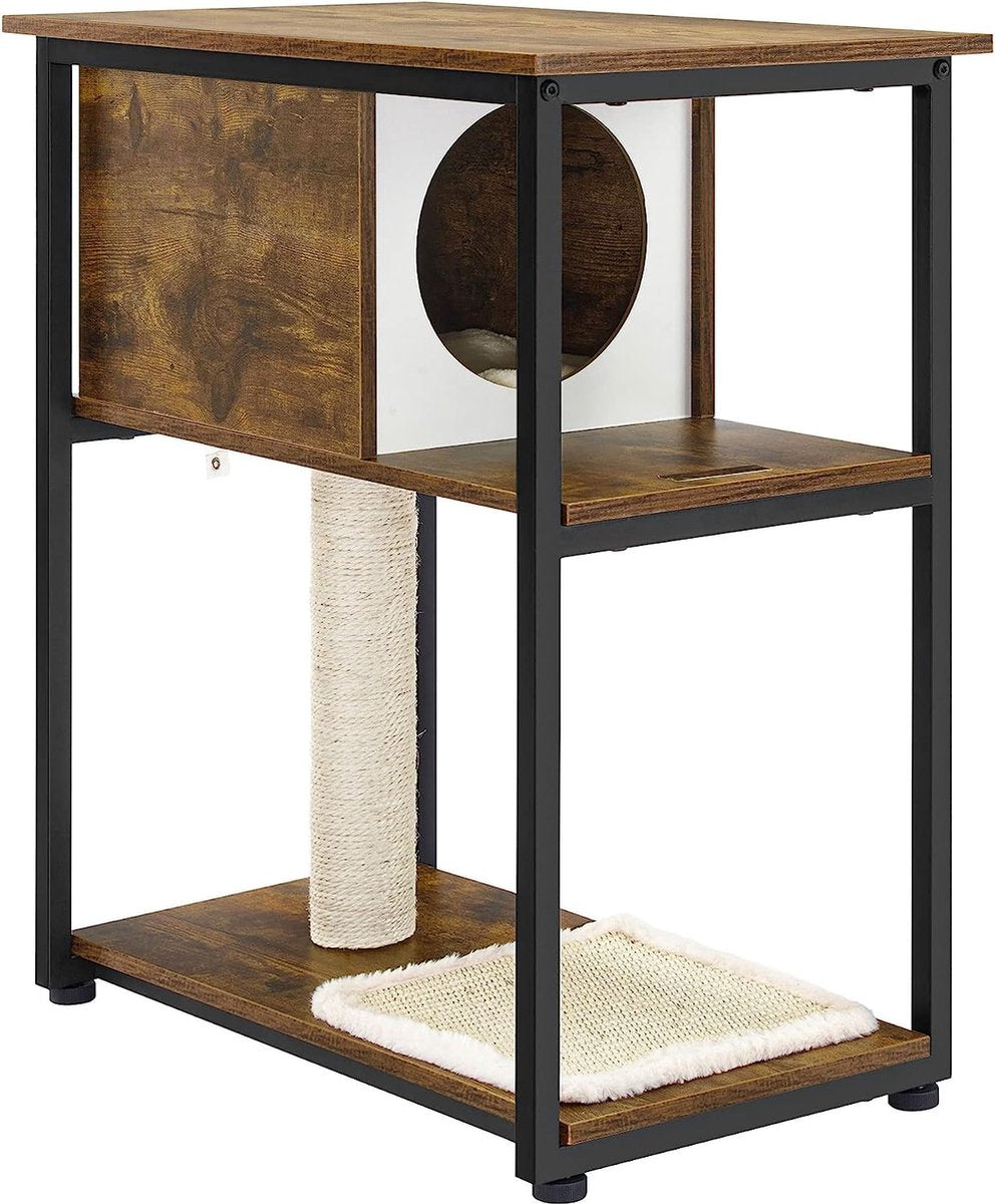 Krabpaal - Krabpaal voor katten - Kattenkrabpaal - Krabpalen - Kattenpaal - Kattenmeubel - 9.3 kg - Roestvrij staal - Bruin - Zwart - 59 x 36 x 67 cm