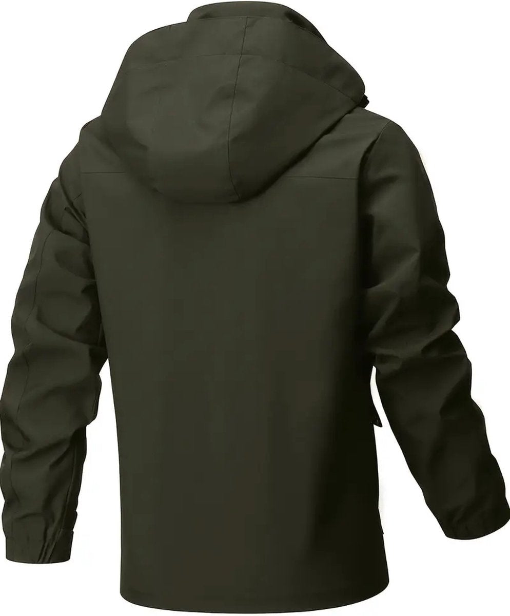 Men's Casual Windbreaker with Hood, Cargo Jacket, Regular Fit Jacket for Spring and Autumn Outdoor Hiking