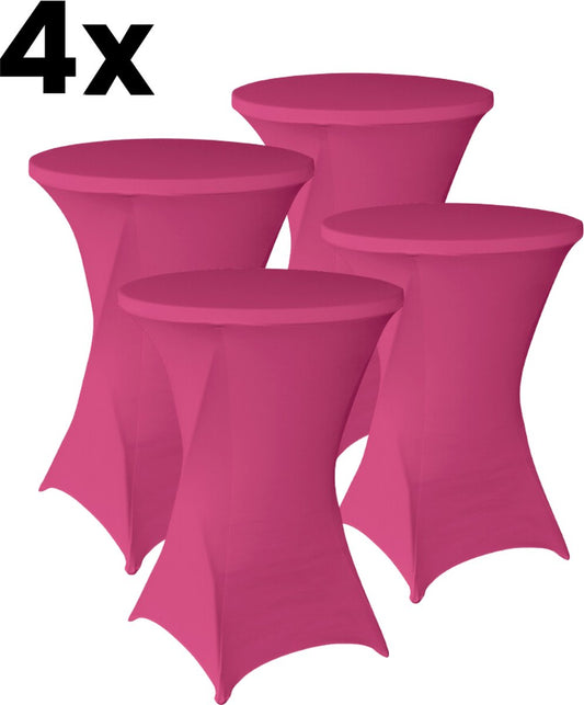 Statafelrok Roze 4x – Extra dik & Sterk - Ø80-85 x 110 cm – Tafelhoezen voor Statafel – Partytafel Tafelrok – Stretch 4 stuks Statafelhoes - Sta Tafel Hoes - Staantafelhoes – Trouwerij - Robuust en weerbestendig – Cocktailparty
