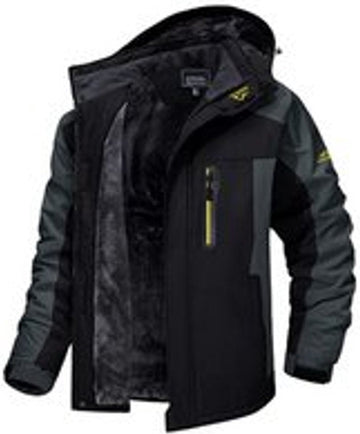 Heren Winter Waterdicht Winddicht Winterjack Warme Fleece Voering Ski Regenjas met Capuchon