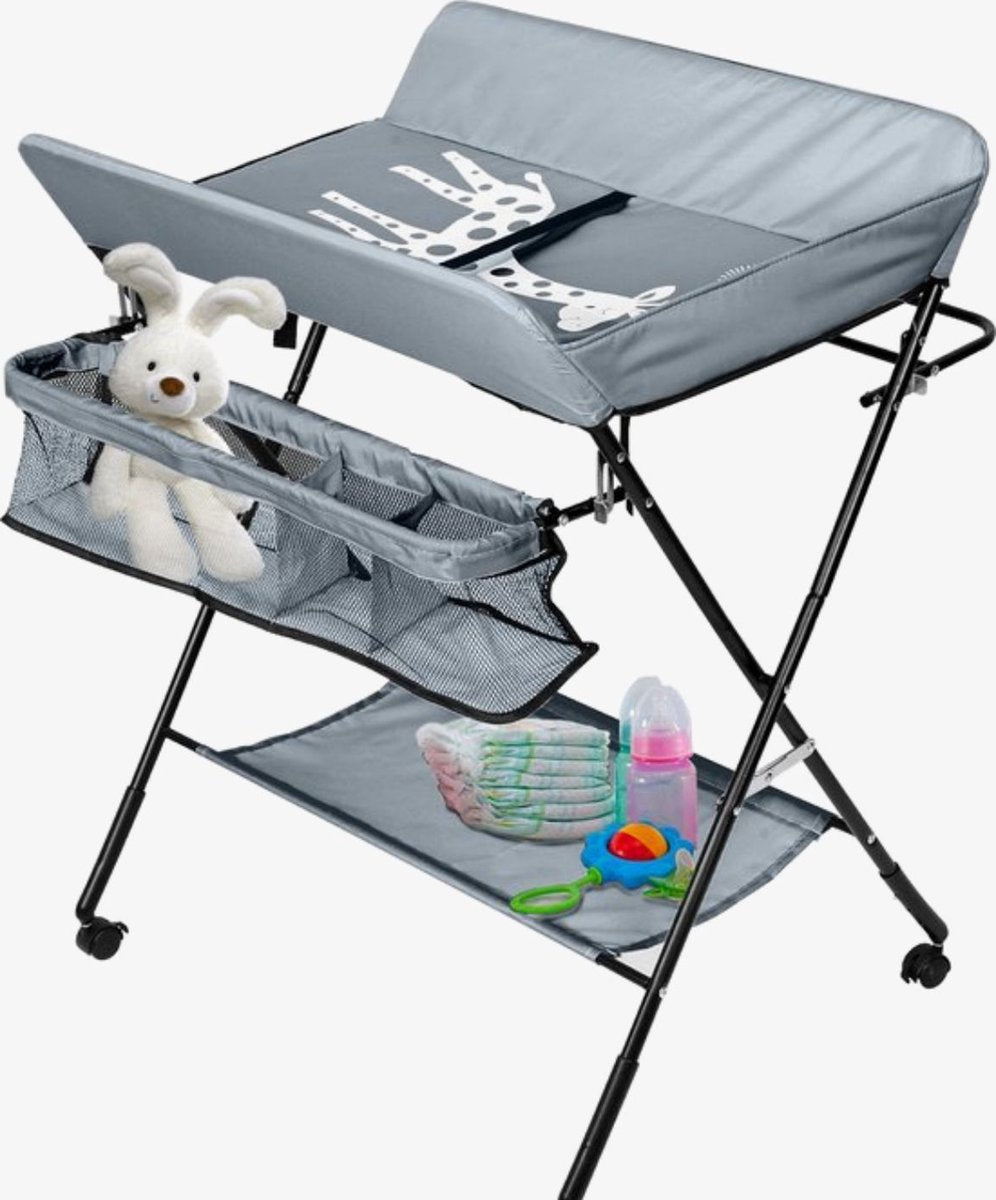 Esem Opvouwbare Luiertafel - Verschooncombinatie Aankleedkussen - Verzorgingstafel - Opklapbare Commode - Grijs