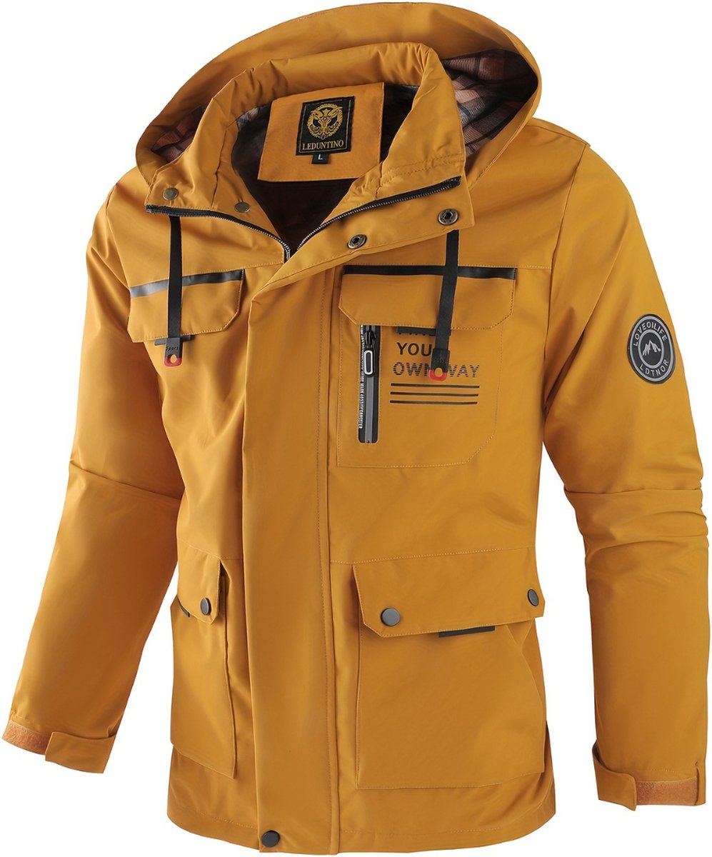 Windjack voor heren - Parka - Lente & Herfst - Jas - Volwassen - Geel - Maat XL