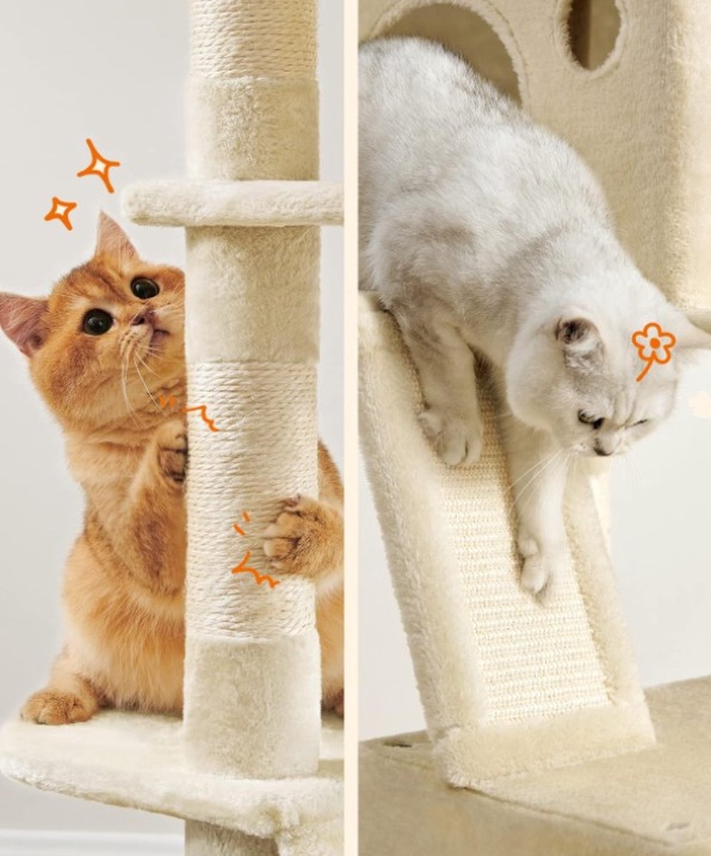 Krabpaal voor zware katten - Hoge krabpaal - Krabpaal boomstam - Krabpaal voor grote katten - Kattentoren - Krabpaal plafond - Stevige krabpaal - Krabpaal voor katten - XXL - Kattenverblijf