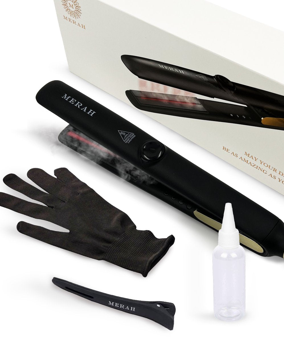 Steam hair straightener - Infrared technology steam hair straightener - Black/gold