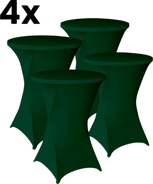 Statafelrok Donkergroen 4x – Extra dik & Sterk – Ø80-85 x 110 cm – Tafelhoezen voor Statafel – Partytafel Tafelrok – Stretch 4 stuks Statafelhoes – Sta Tafel Hoes – Staantafelhoes – Trouwerij – Robuust en weerbestendig – Cocktailparty