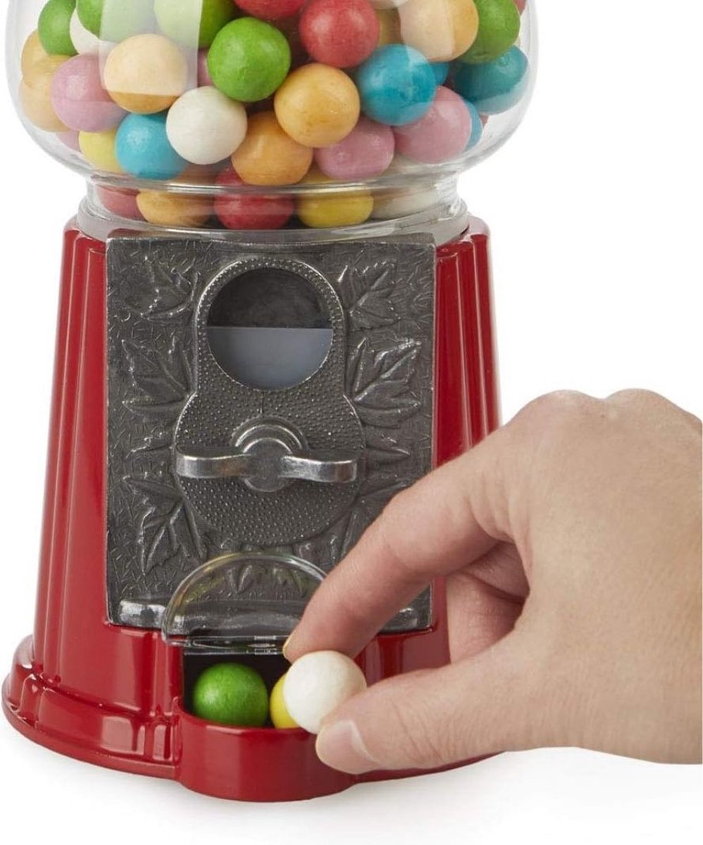 Kauwgomballen Automaat - Snoepmachine - Vendingmachine – Gumball Machine – Snoepautomaat - Candy Grabber – Kauwgomautomaat – Snoepdispenser – Rood – Retro – Aluminium - Circa. 23 Cm