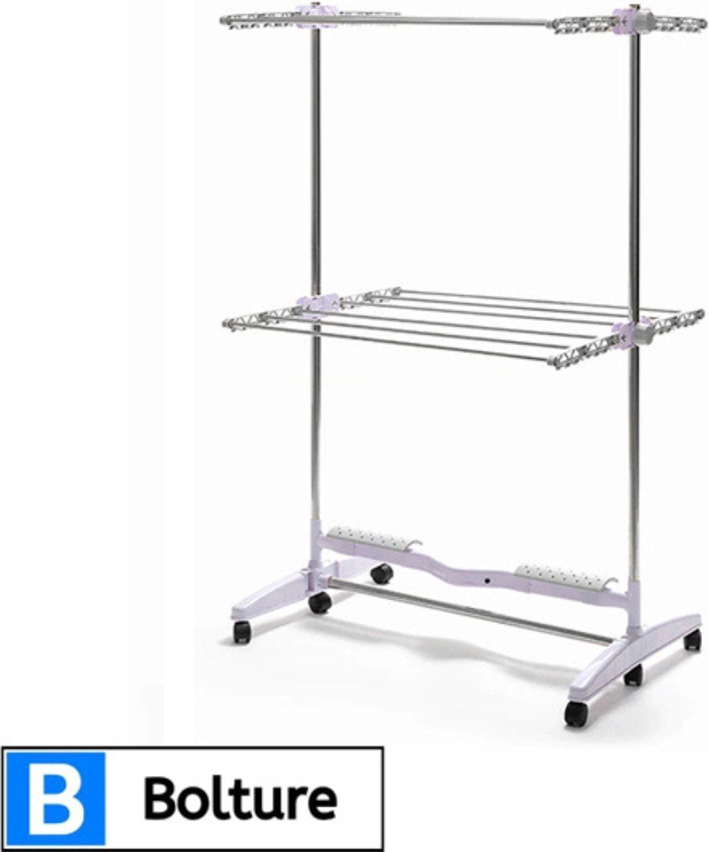 Electric Drying Rack with Heating - Heated Clothes Rack Energy Efficient - Foldable Drying Tower with Wheels - Laundry Tower