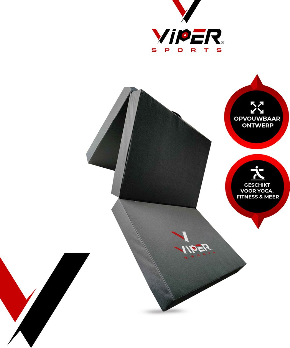 Viper Sports SleepFlex – L195xB85xH10 cm – Professionele opvouwbare turnmat – Yoga – Yogamat – Extra dikke sportmat – Gymnastiekmat – Zwart