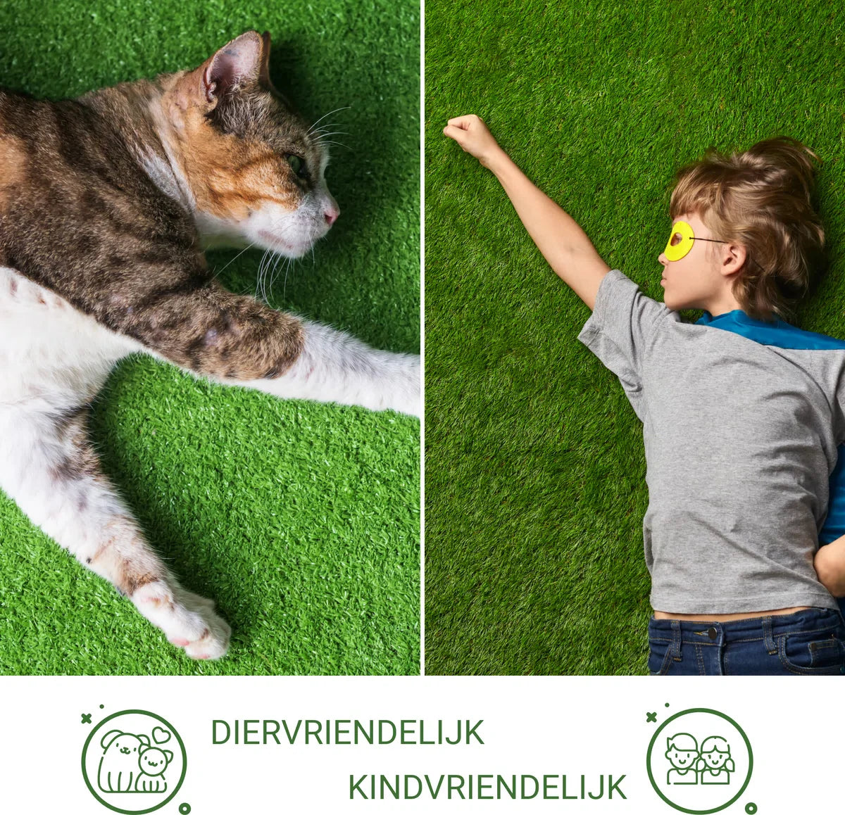Tapiso Pure Green Kunstgras Groen 6mm Balkon Tuin Terras Grastapijt Maat- 300x300