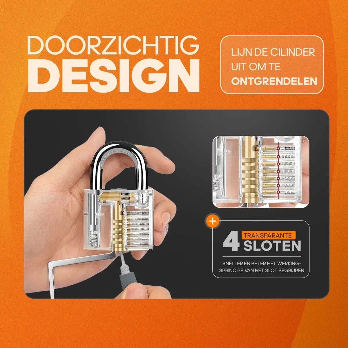 Lockpick set 46 stuks - Meest uitgebreid - Voor beginners en gevorderden - Survivalset - Incl. 4 doorzichtige sloten + 3 bonus levels - Handleiding