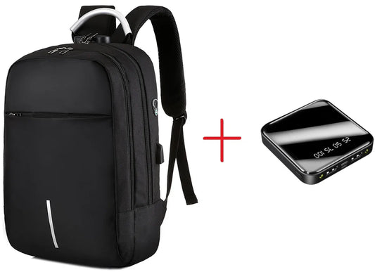 Anti-diefstalrugzak / 40x28x14cm (20l)/ laptop 15,6 inch / USB-oplaadpoort / zwart / powerbank (20mAh)