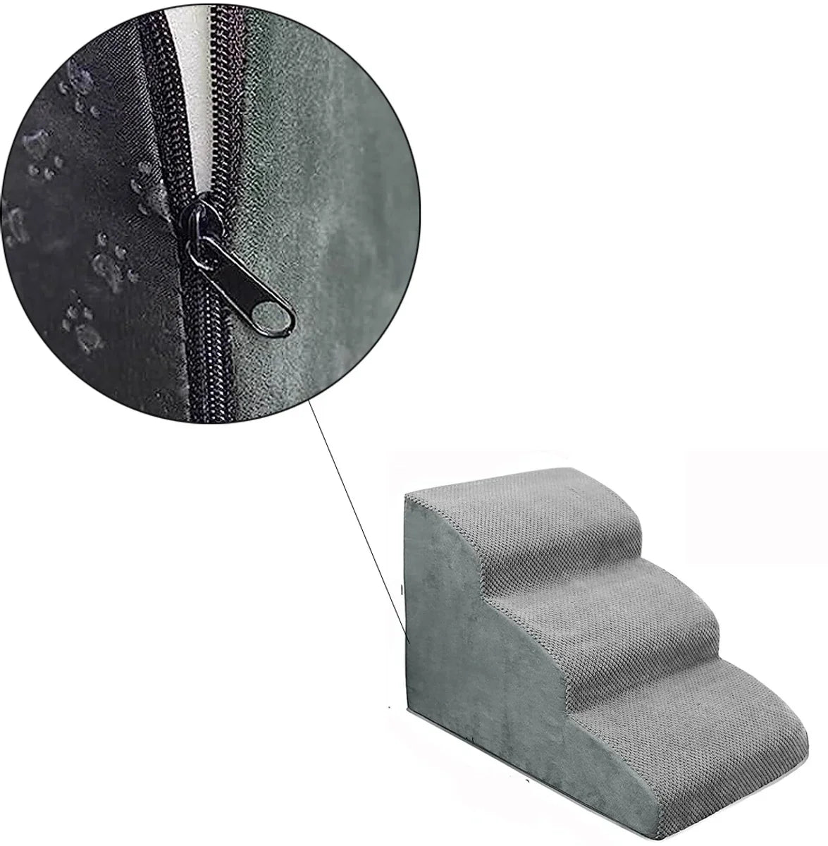Dog Steps - Grey - Fabric & Washable - Pet Steps for Dogs and Cats