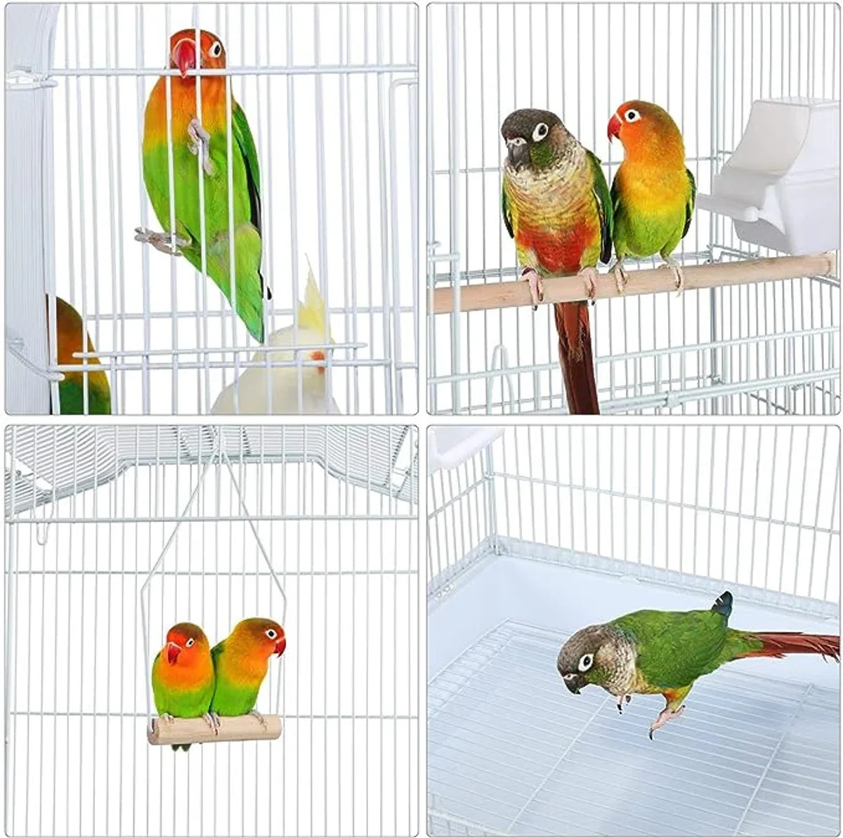 Large bird cage - aviary - bird cage - black - suitable for canaries, cockatiels, parrots, pigeons - including perches - parrot cage - parakeet cage - indoor and outdoor bird cage - 46 x 35 x 104 cm
