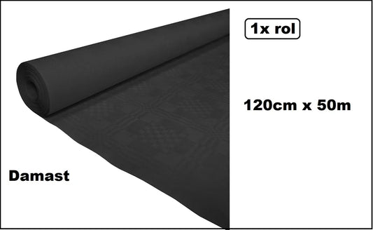 Tafelkleed op rol zwart 120cm x 50meter - Damast Tafel dekken rol gala huwelijk themafeest festival restaurant food